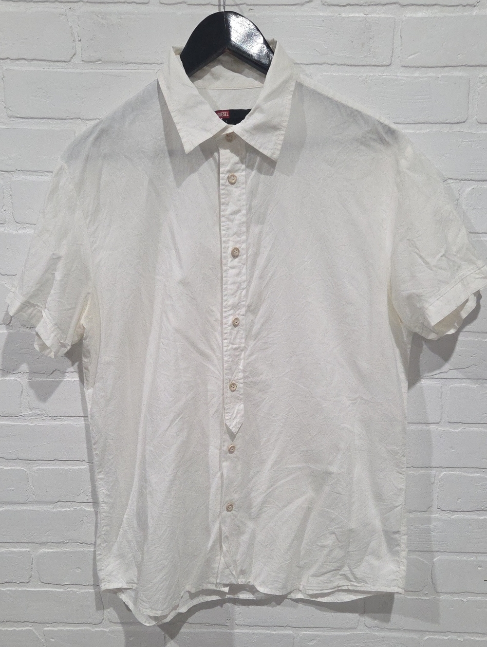 Diesel White Short-Sleeve Button-Down Shirt